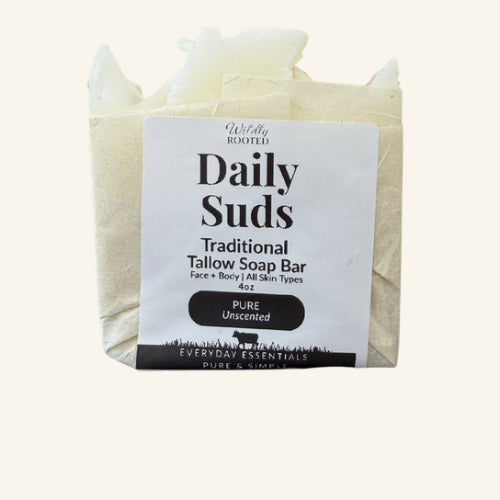 Daily Suds – Grass-Fed Tallow Soap Bar - (Hand, Face & Body Cleanser)