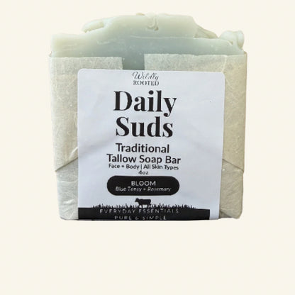 Daily Suds – Grass-Fed Tallow Soap Bar - (Hand, Face & Body Cleanser)