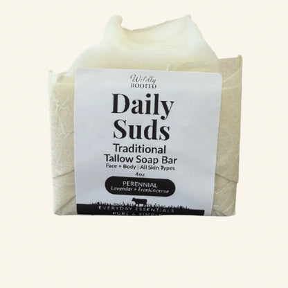 Daily Suds – Grass-Fed Tallow Soap Bar - (Hand, Face & Body Cleanser)